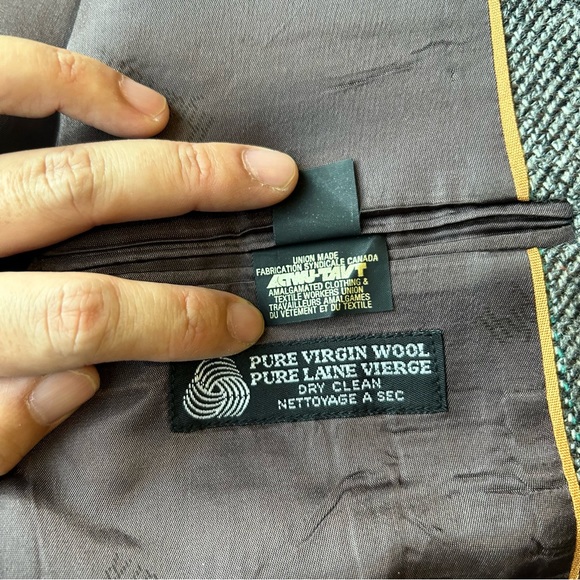 Vintage Hyde Park Union Made Pure Wool Striped Herringbone Tweed Blazer - Picture 11 of 15